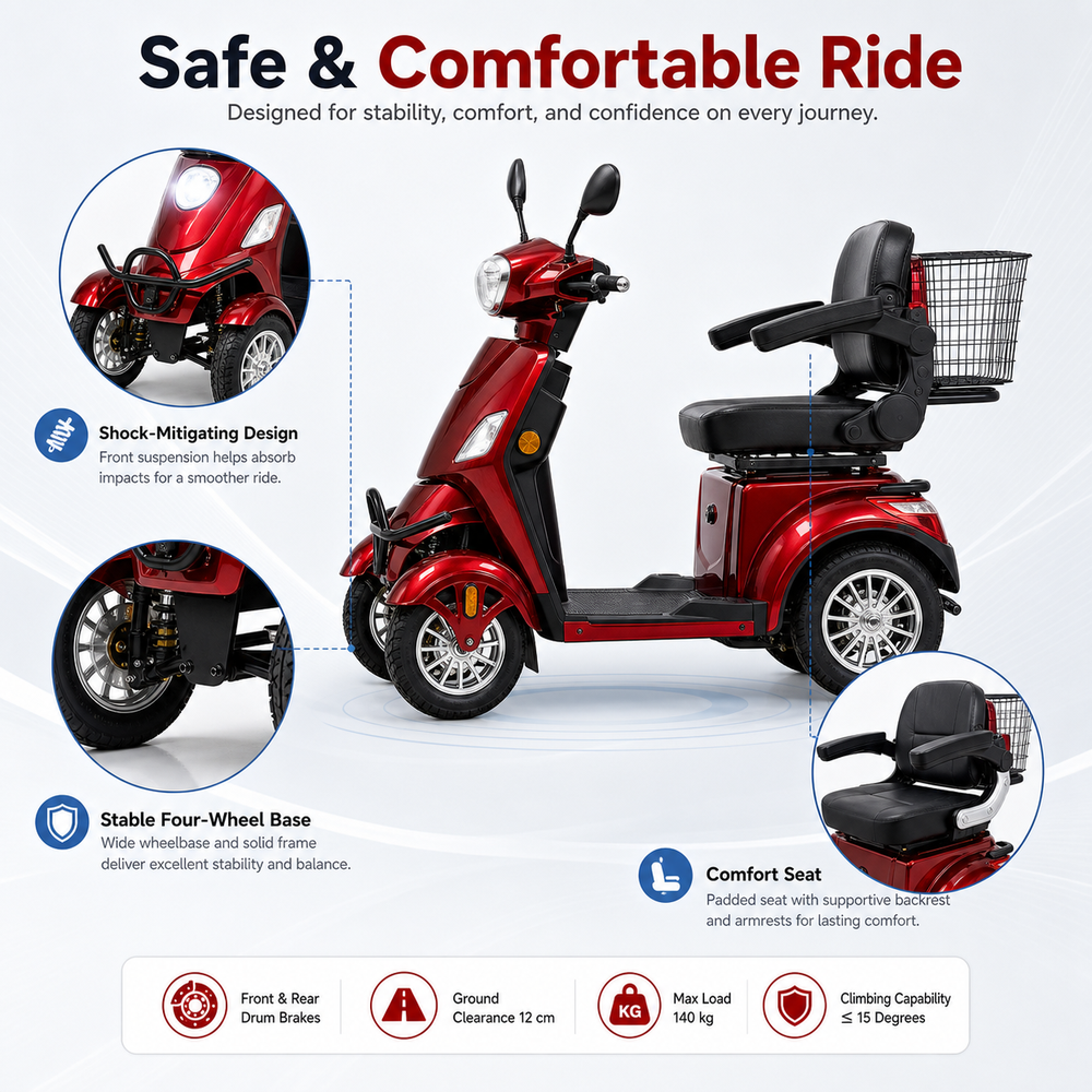 Livara Compact Mobility Aid Scooter - Elderly & Disability, 10km/h Footpath Legal, 140kg Capacity