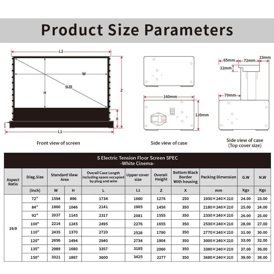 Livara Motorized Floor-Rising Projector Screen - Home Theatre, Wide Viewing Angle