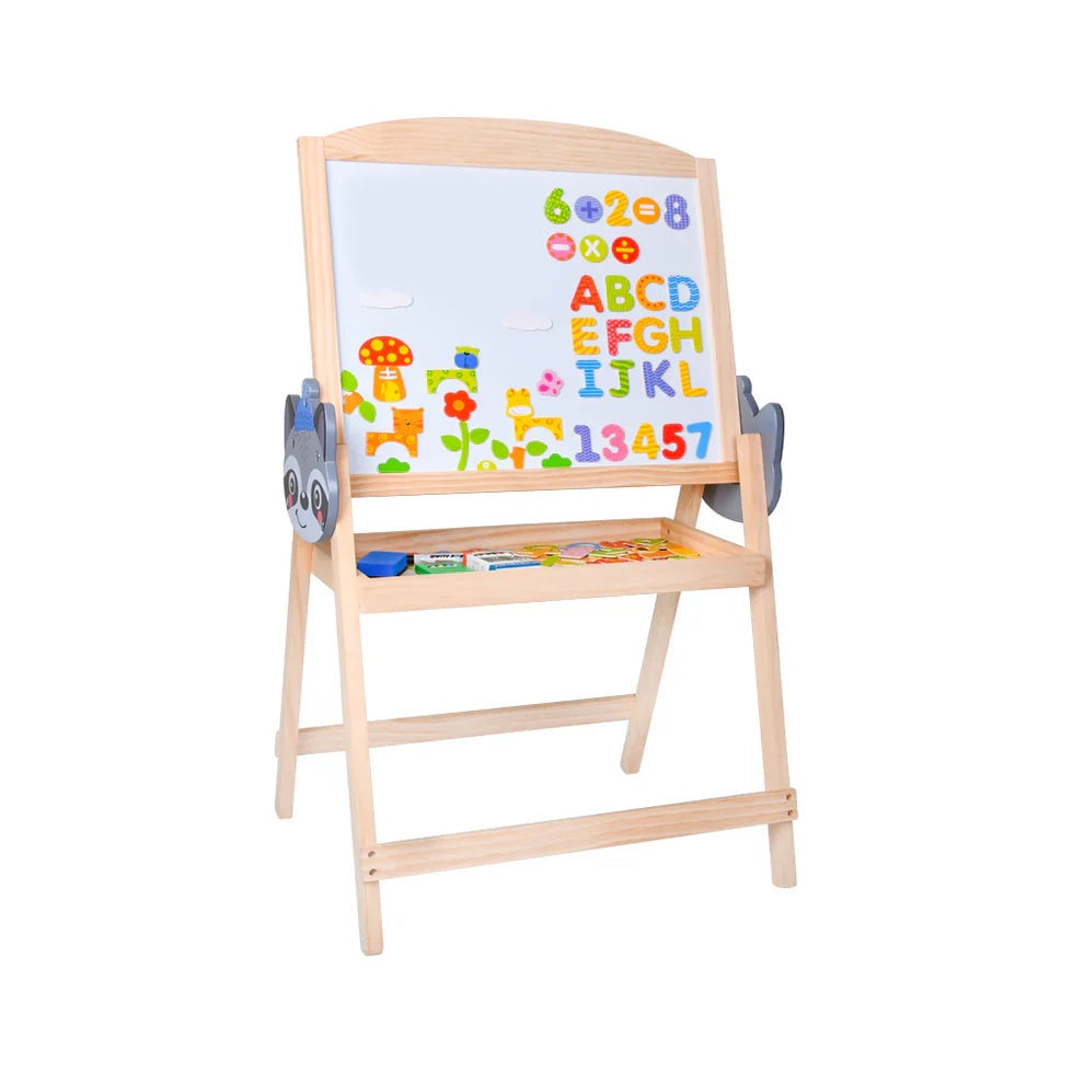 Livara Pine Wood Double-Sided Drawing Board - Indoor Play, Whiteboard & Blackboard