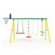 Livara Galvanised Steel Outdoor Playground - Backyard Fun, Swing & Basketball, Climbing Rope