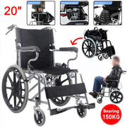 Livara Heavy-Duty Foldable Steel Wheelchair - Daily Mobility, Parking Brake, 150kg Capacity