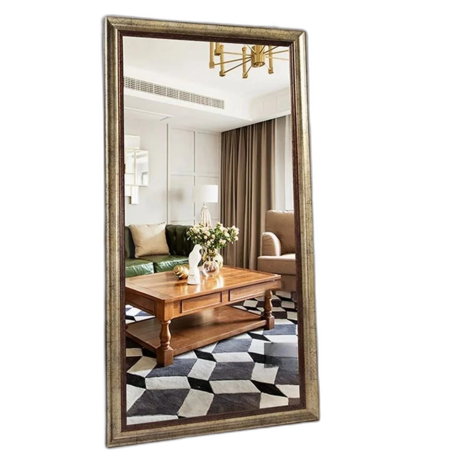 Livara Bronze Gold Full-Length Mirror - Bedroom & Hallway, Leaning Design, Classic Frame