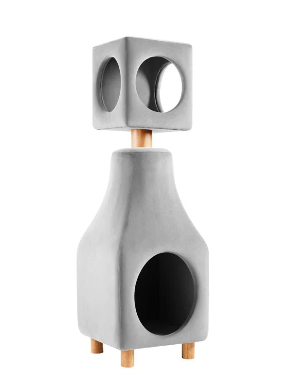 Livara Sculptural Cat Tree Tower - Pet Comfort, Cabin Hideaway