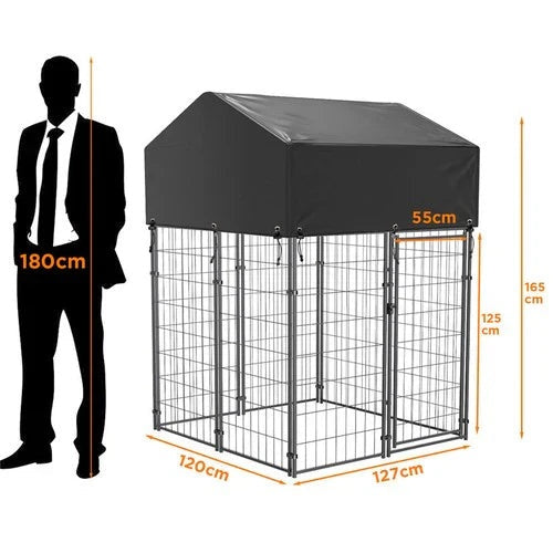Livara Lockable Wire Dog Kennel - Indoor & Outdoor, Waterproof Roof