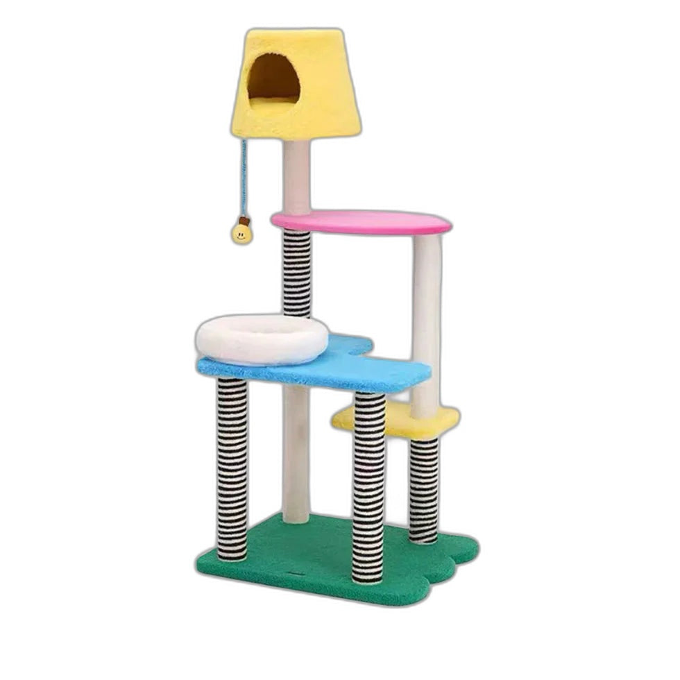 Livara Multi-Level Cat Tree Tower - Pet Comfort, Semi-Enclosed Bed, Hanging Toys