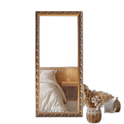 Livara Ornate Wood Full-Length Mirror - Modern Decor, Gold Finish