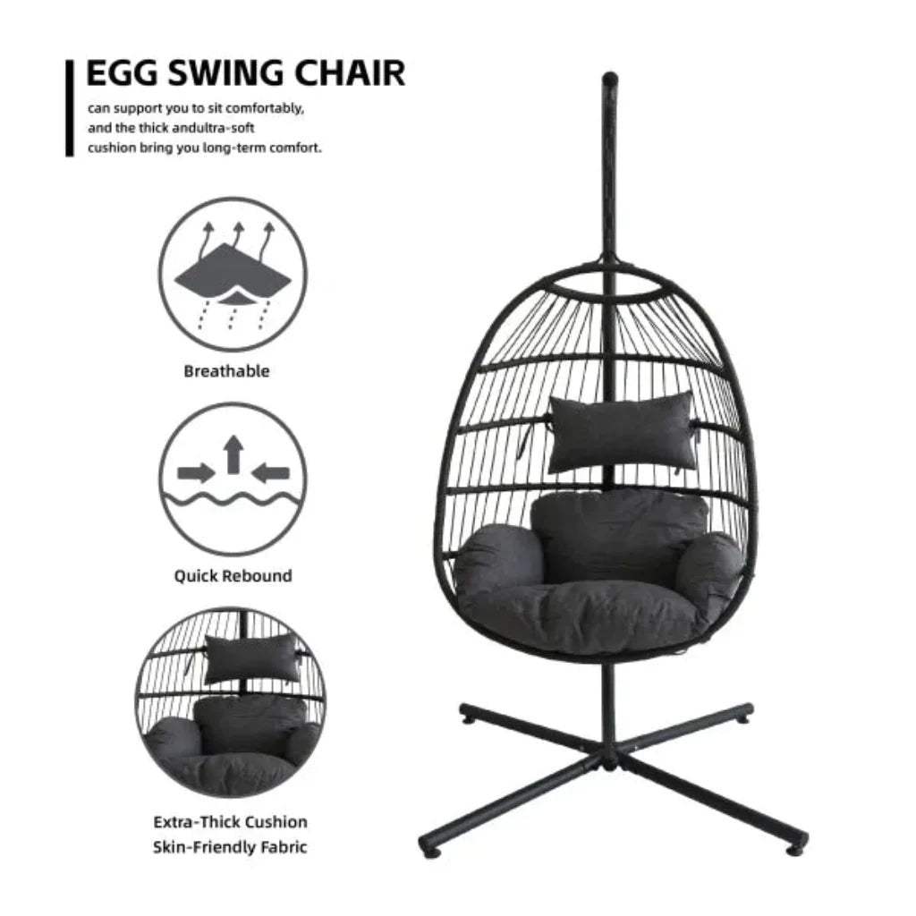 Livara Hanging PE Rattan Egg Chair - Apartment Living, Waterproof Cushion