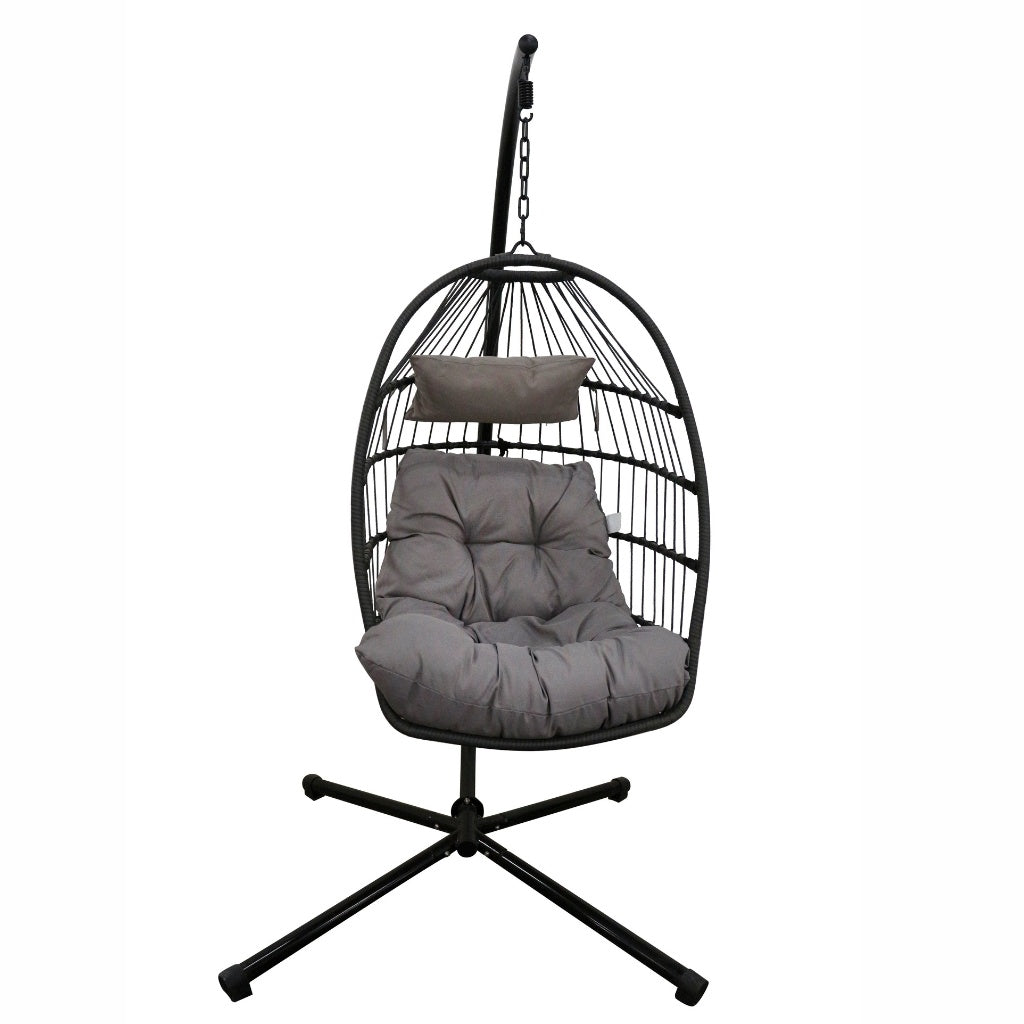 Livara Foldable Rattan Egg Chair - Apartment Living, Steel Frame, Hanging Stand